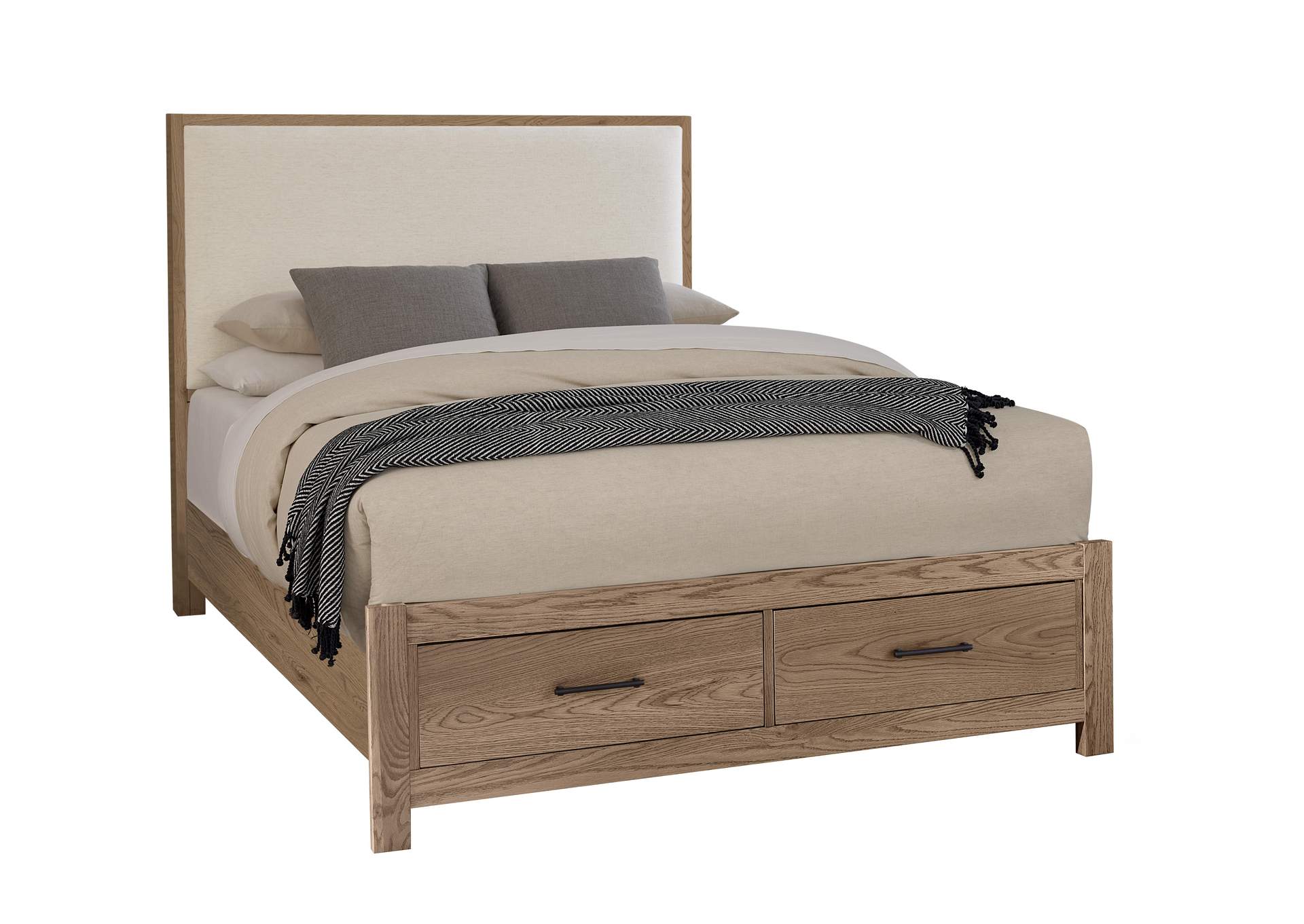 Lodge & Loft-Blond Oak Queen Upholstery Storage Bed - Ivory Cream image 1