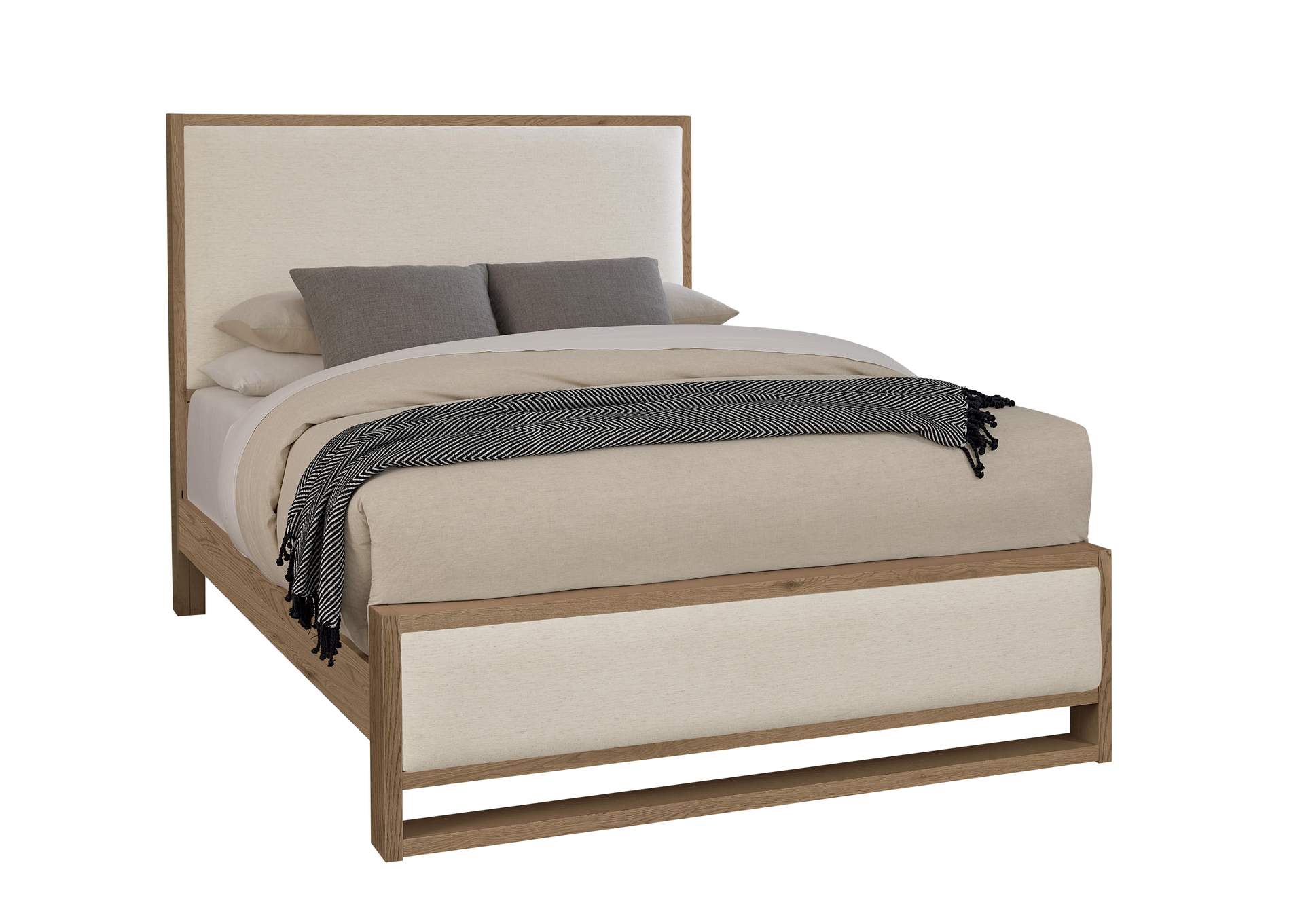 Lodge & Loft-Blond Oak Queen Upholstery Bed - Ivory Cream image 1