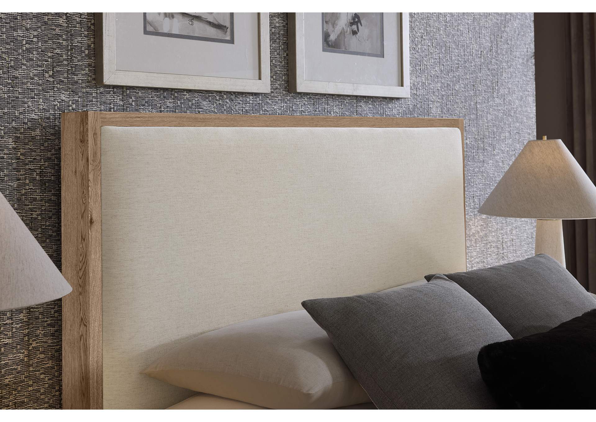 Lodge & Loft-Blond Oak Queen Upholstery Bed - Ivory Cream image 6