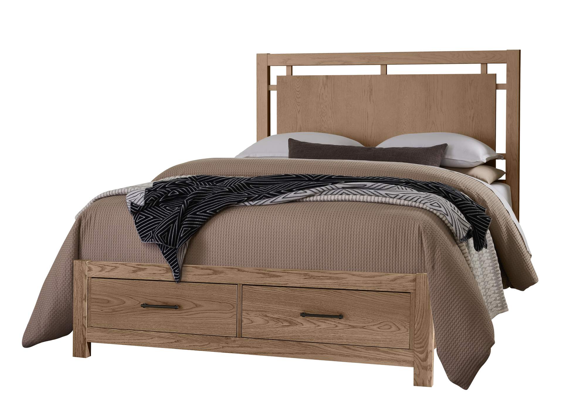 Lodge & Loft-Blond Oak King Floating Panel Bed With Footboard Storage image 1