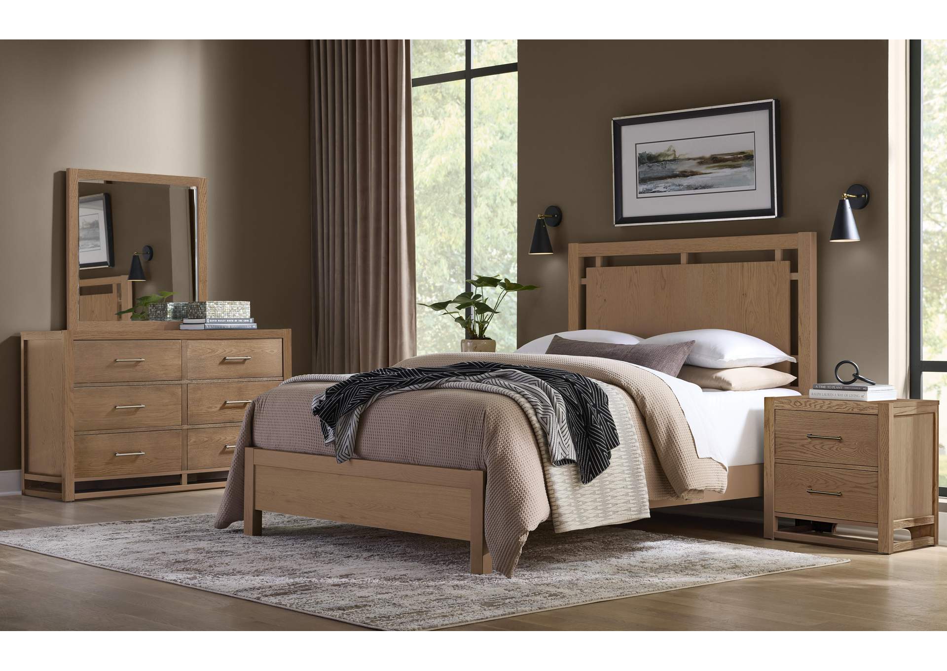 Lodge & Loft-Blond Oak California King Floating Panel Bed image 4