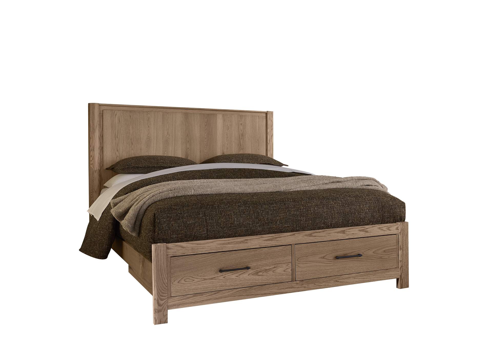 Lodge & Loft-Blond Oak King Radius Poster Bed With Footboard Storage image 1