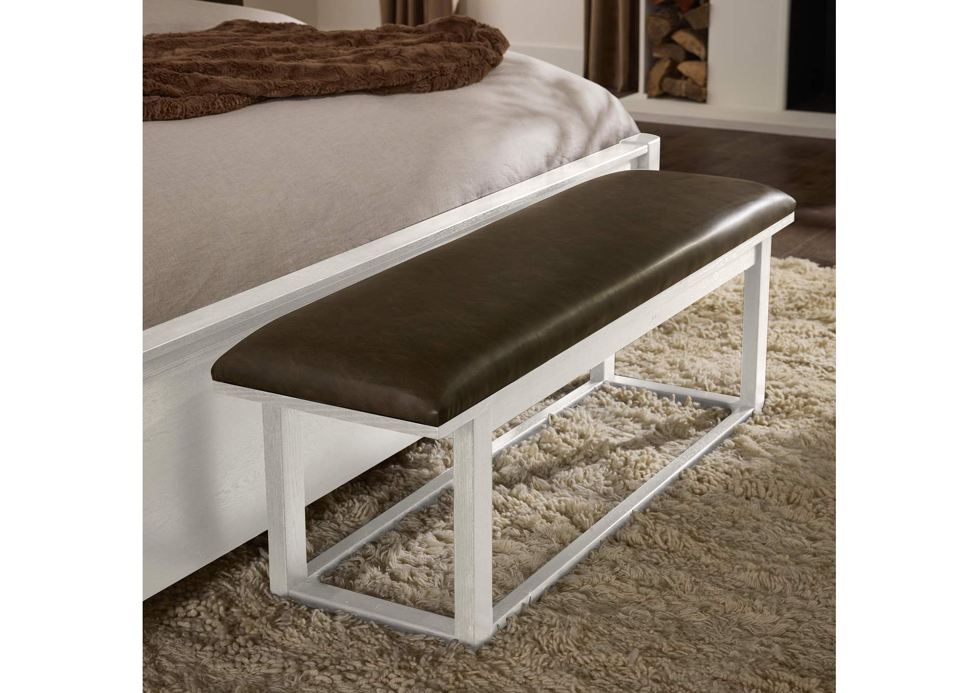 Lodge & Loft-Soft White Upholstery Bench - Sedona Brown image 1