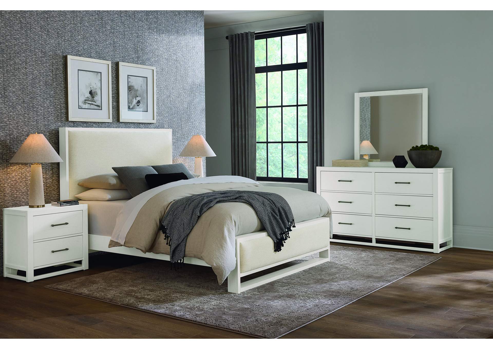 Lodge & Loft-Soft White Queen Upholstery Bed - Ivory Cream image 6