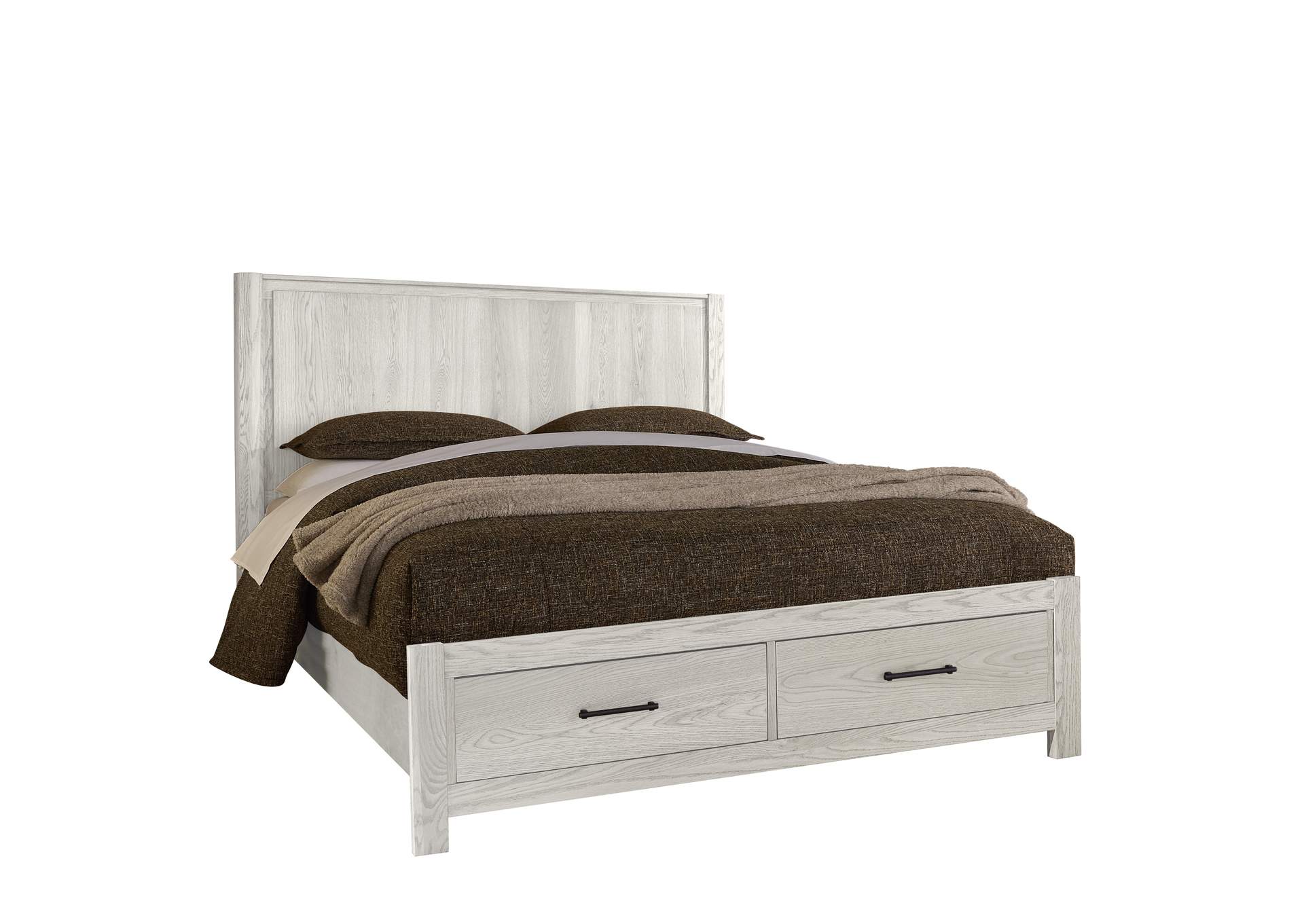 Lodge & Loft-Soft White Queen Radius Poster Bed With Footboard Storage image 1