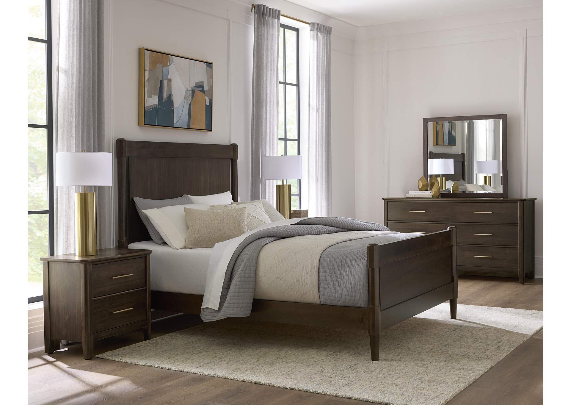 Nordhaven-Nordic Walnut Queen Poster Bed image 5