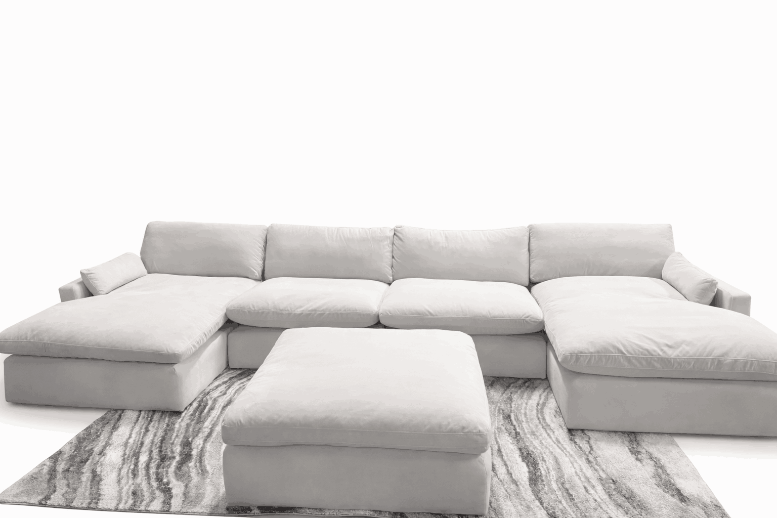 6 Piece White Sectional with Ottoman  image 1