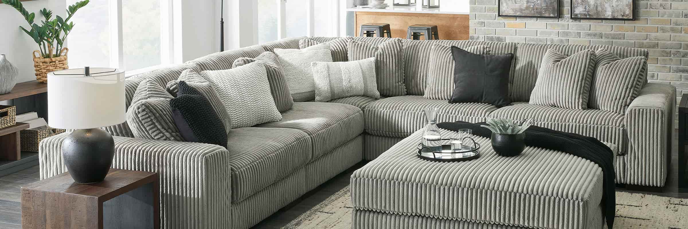 Gray Corduroy Sofa & Loveseat