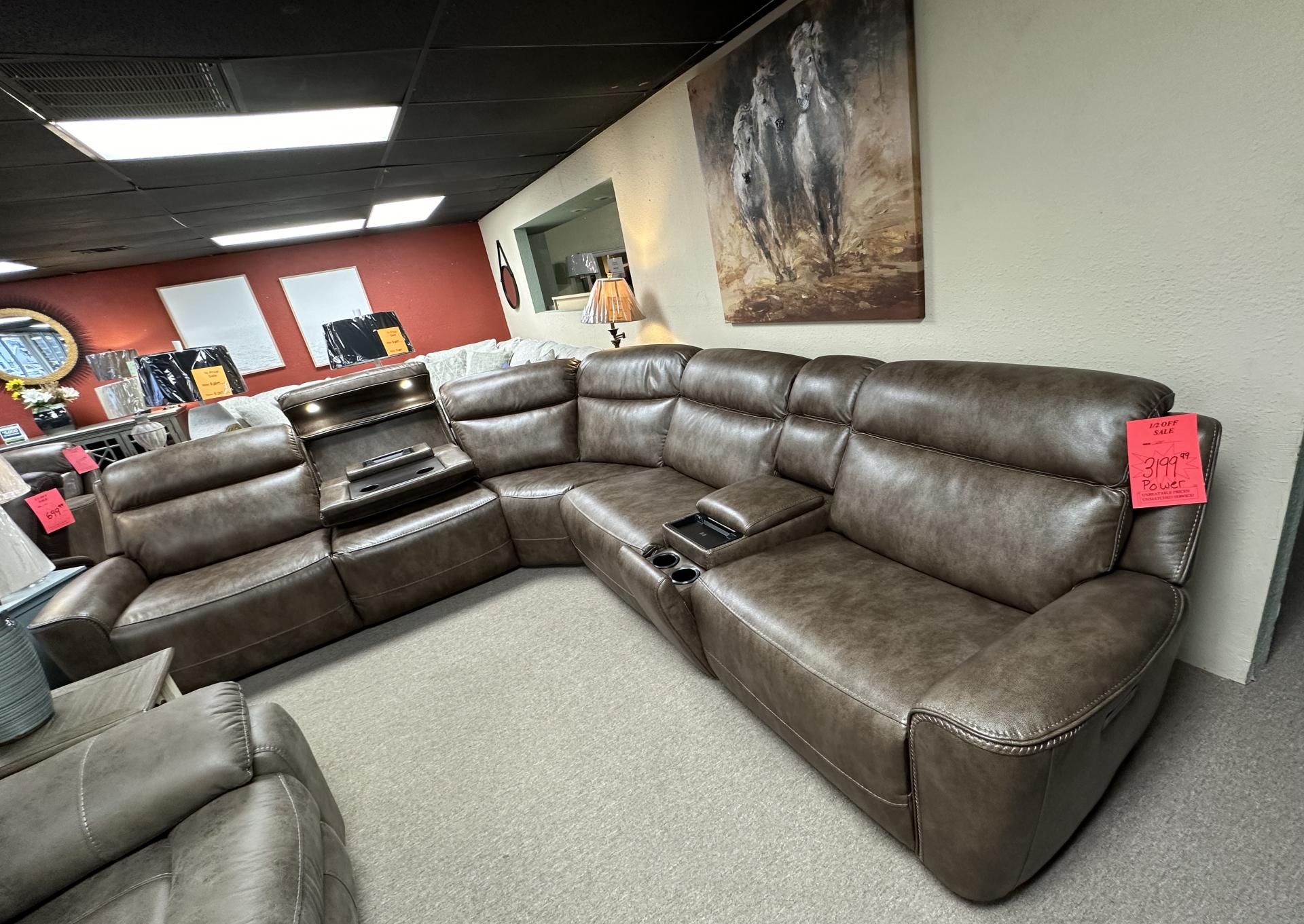Cheers 70289 Sectional Power Headrest with Drop Down Table and Chargers 305509 image 1