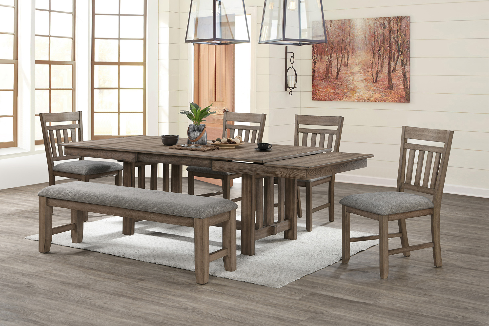 Harrisburg Dining Table, 4 Chairs & Bench image 1