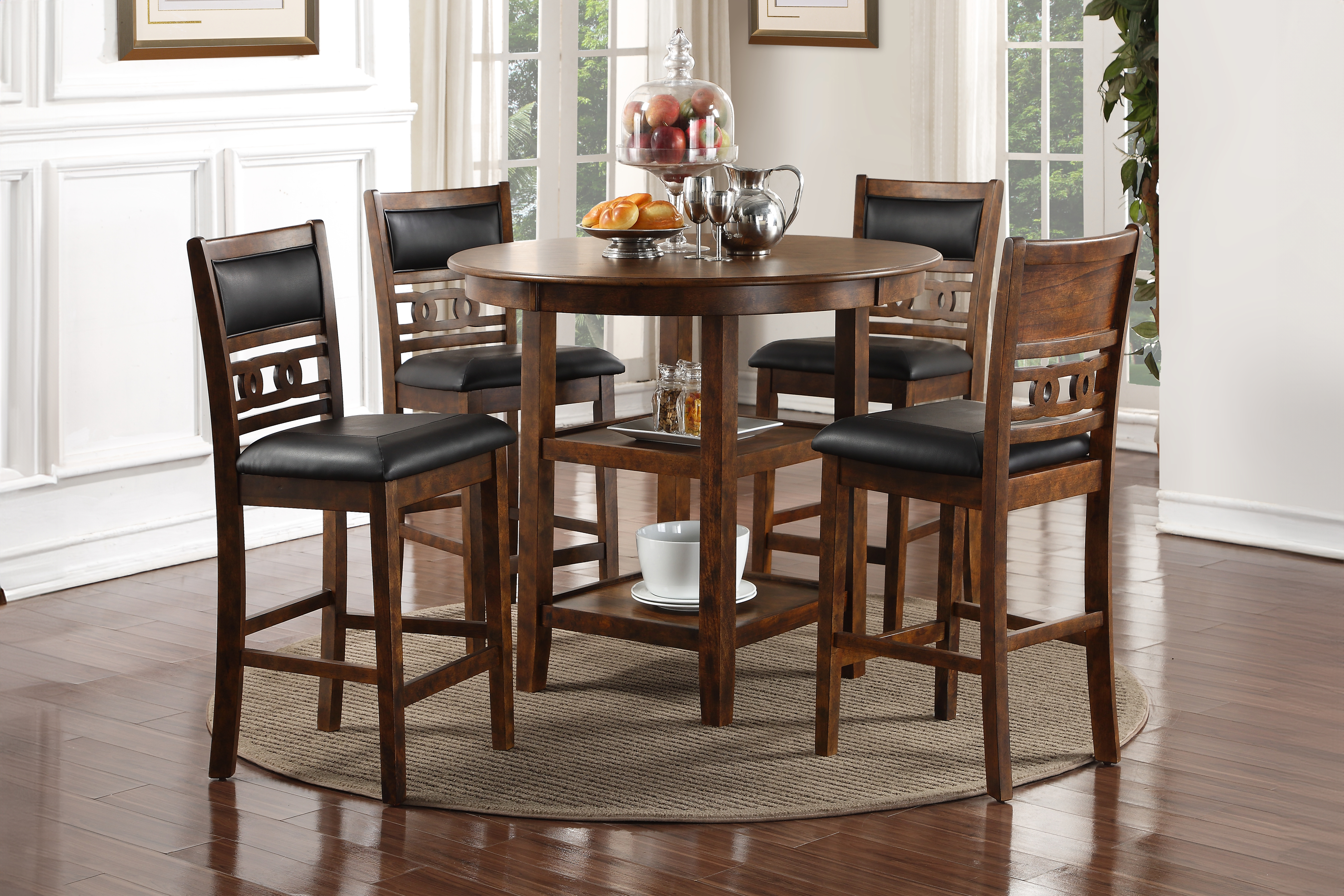 Gia Brown 42" Counter Table & 4 Barstools image 1