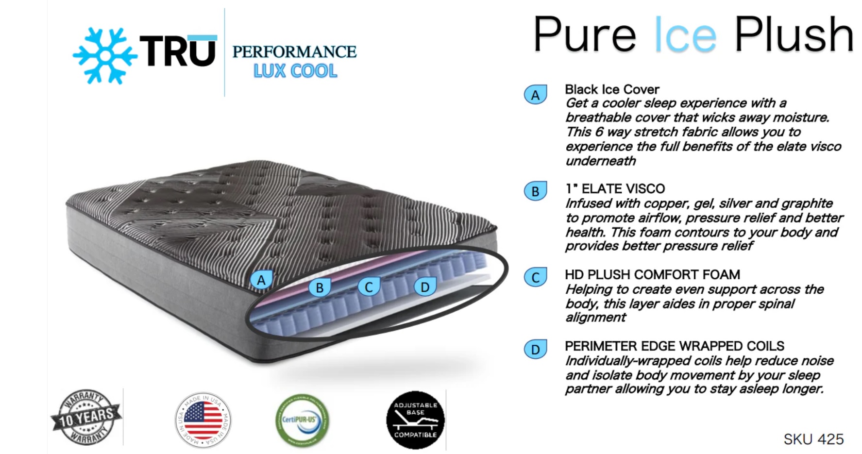 MD TRU ICE PLUSH King Mattress Only image 1