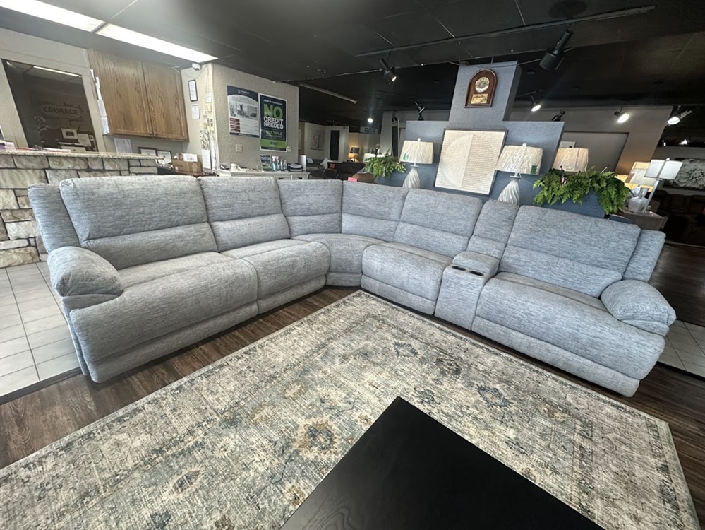 Cheers 71067 Sectional with 3 Power Headrest & Power Recliners And USB Charger Console image 1