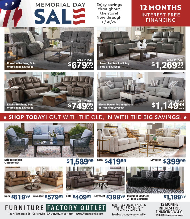 Memorial Day Sale - Click Above to View Full Sized Ad