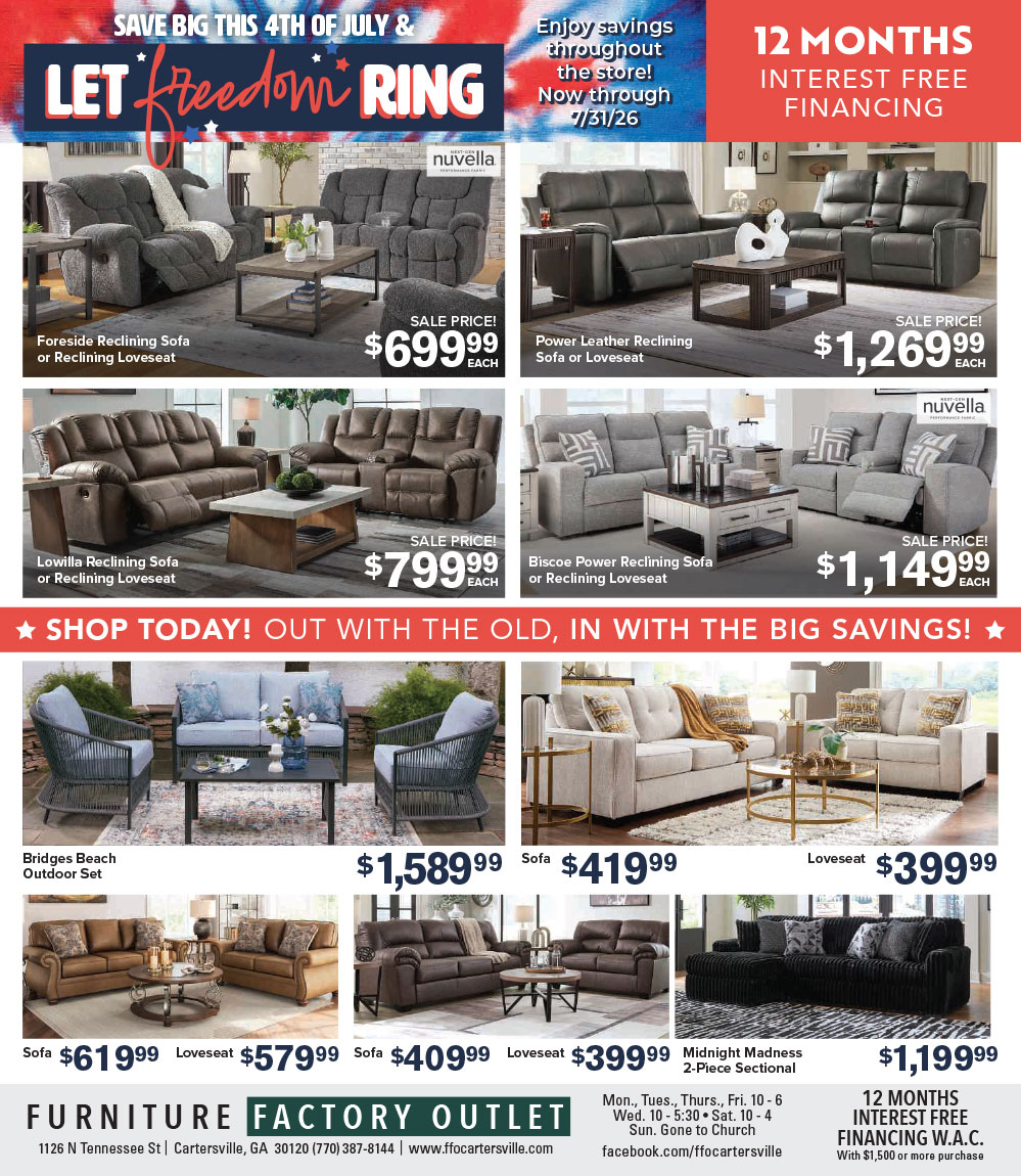 Save Big this 4th of July & Let Freedom Ring Page 1- Click Above to View Full Sized Ad