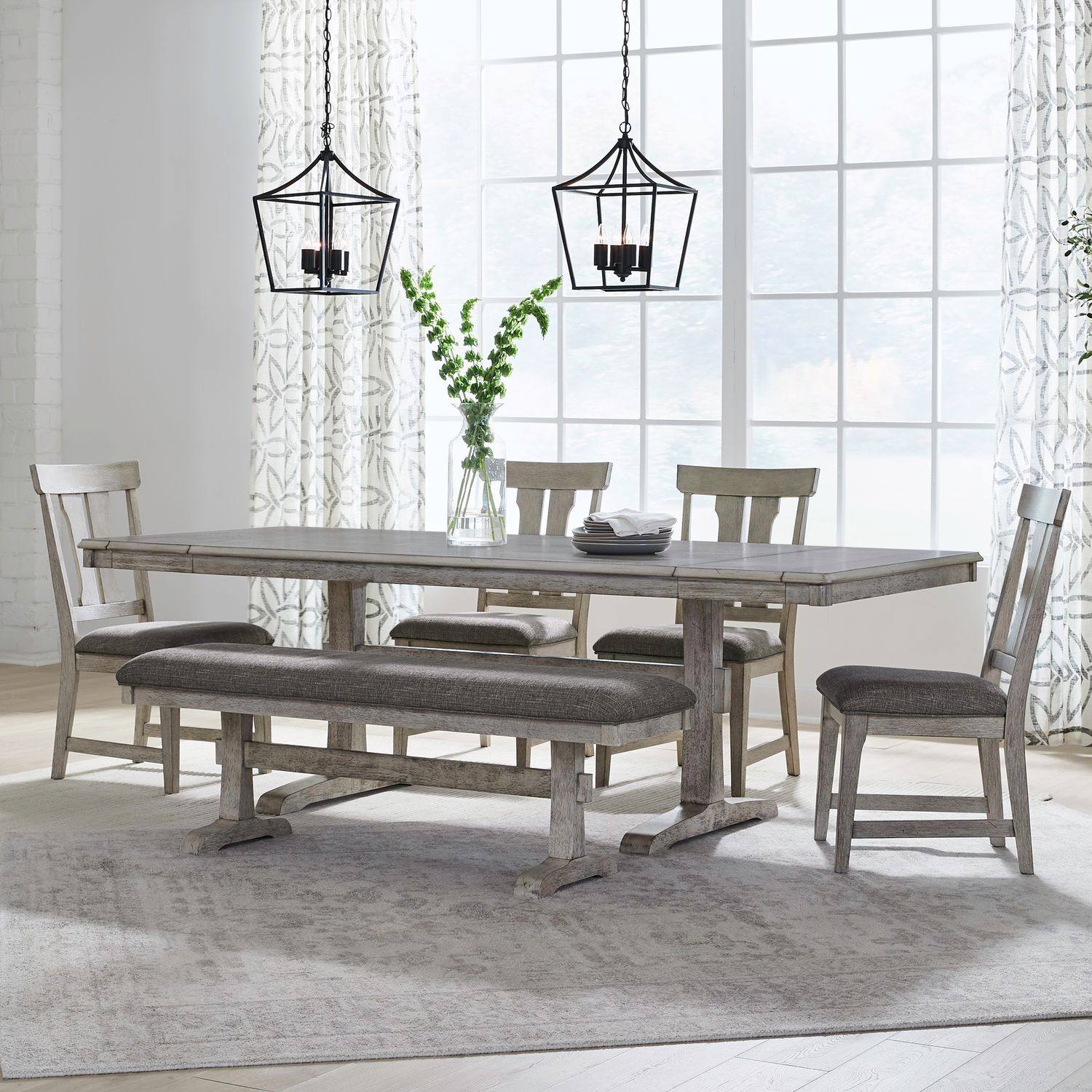 6 Piece Trestle Table Set image 1