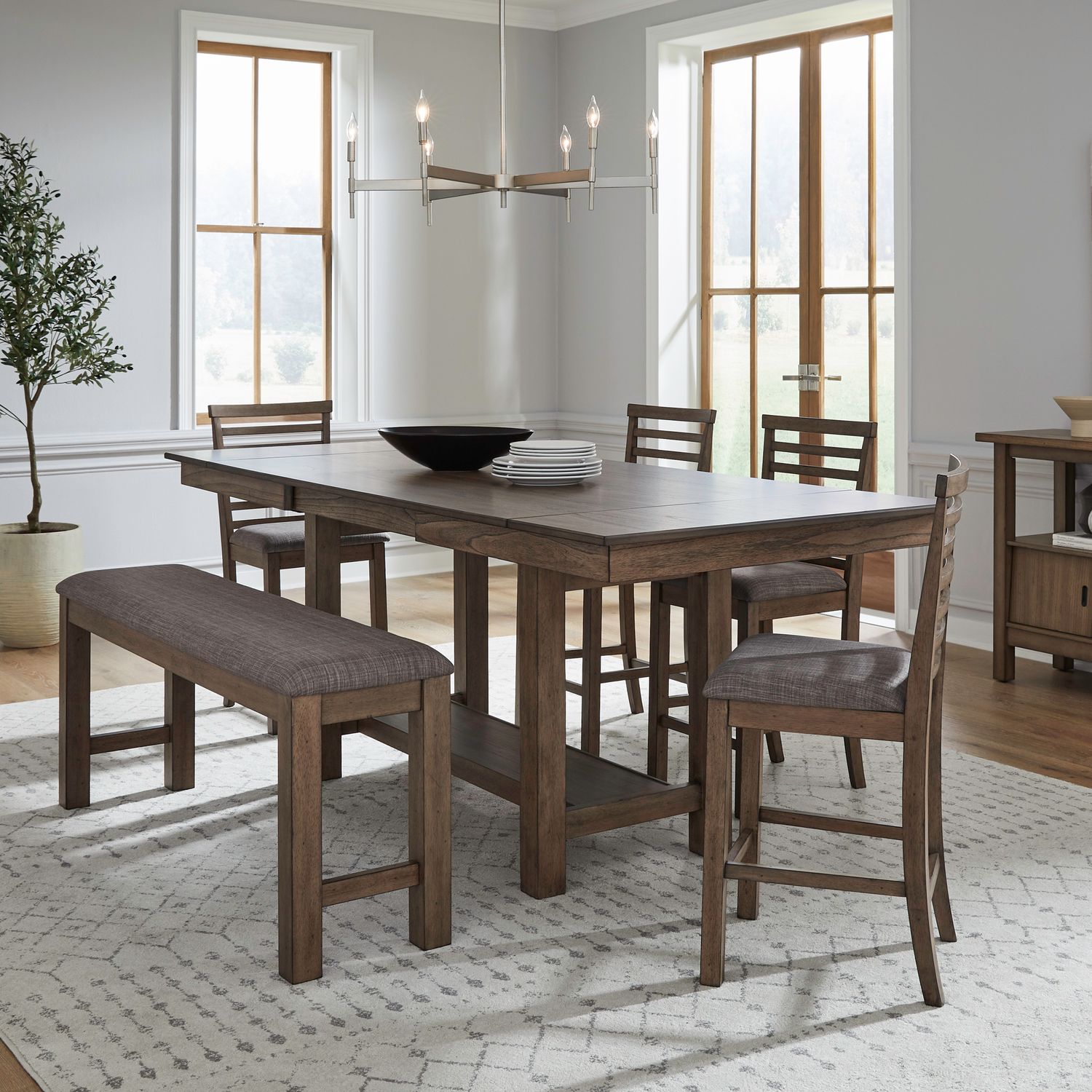 6 Piece Gathering Trestle Table image 1