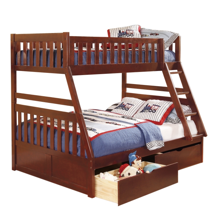 Twin/Full Bunk Bed with Storage Boxes image 1
