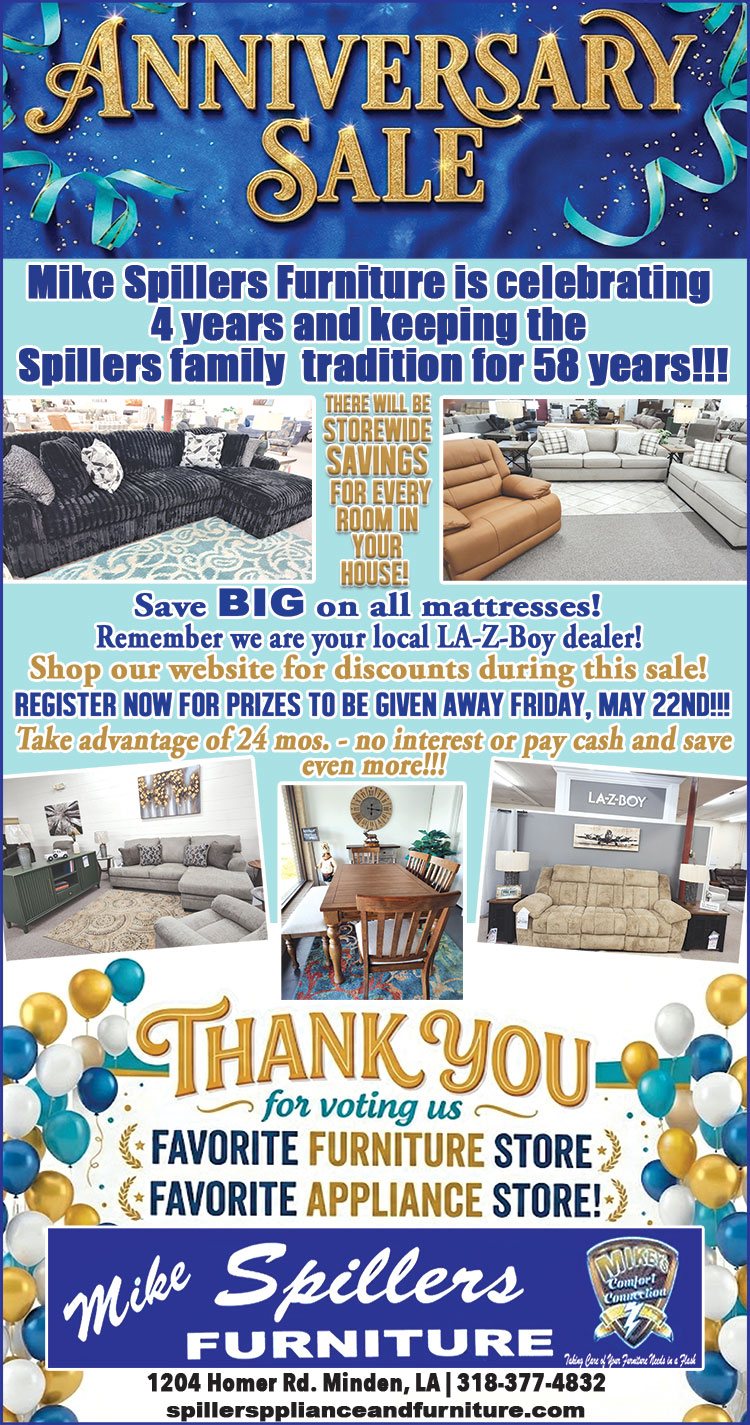 Anniversary Sale! Mike Spillers furniture is celebrating 4 years and keeping the Spillers family tradition for 58 years!