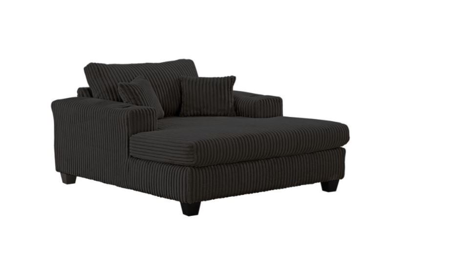Mega Black Chaise w/ Cup Holders image 1