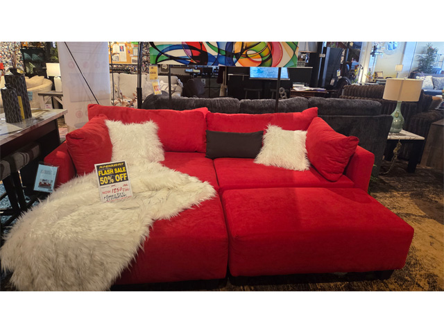  Morris Red RAF Sofa/ LAF Sofa 2 Ottomans image 1
