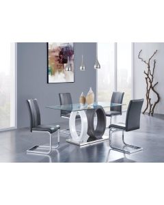 5 Pc Dinette Glass/Gray/White O Base