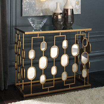 Majaci Contemporary Gold Mirror Console Table image 1