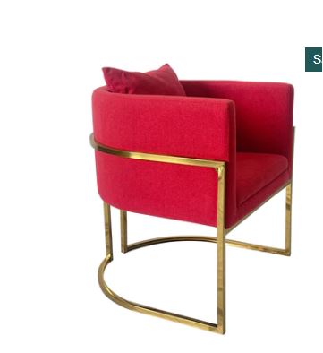 Red Fabric/Gold Frame Chair image 1
