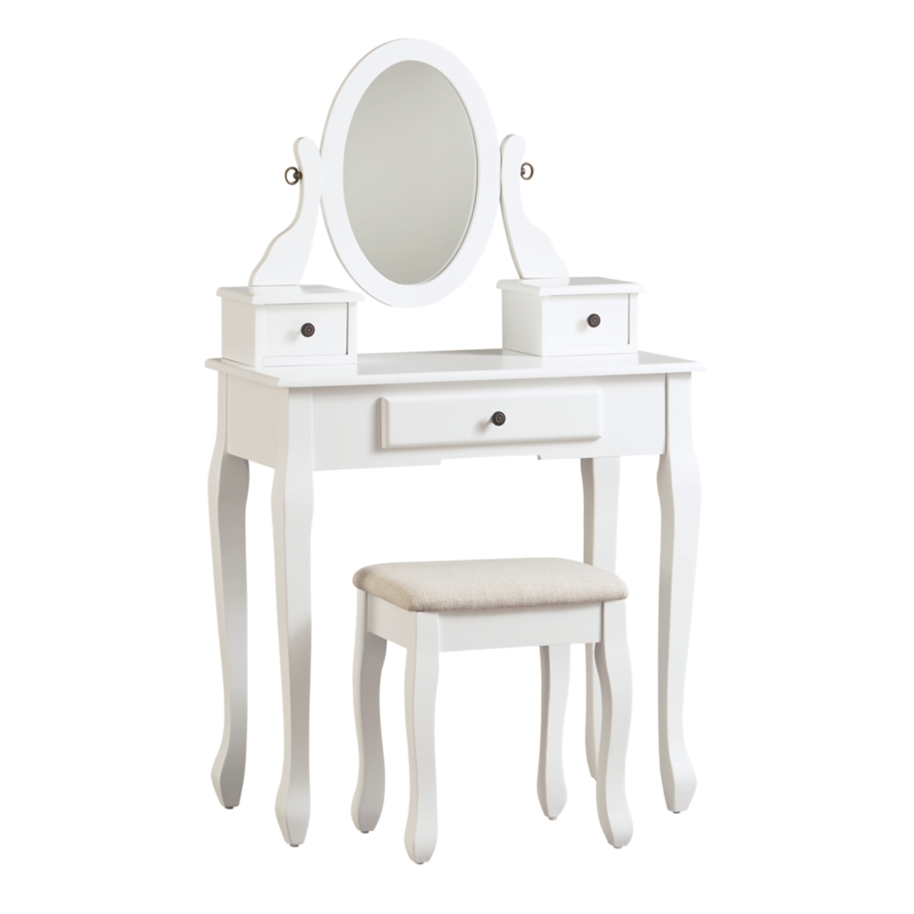 Kaslyn White Vanity W/Mirror & Stool image 1