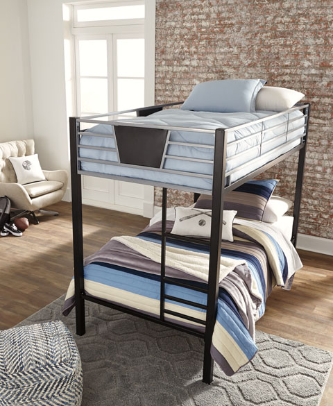 Twin/Twin Bunkbed Metal Square Post Black/Nickel image 1