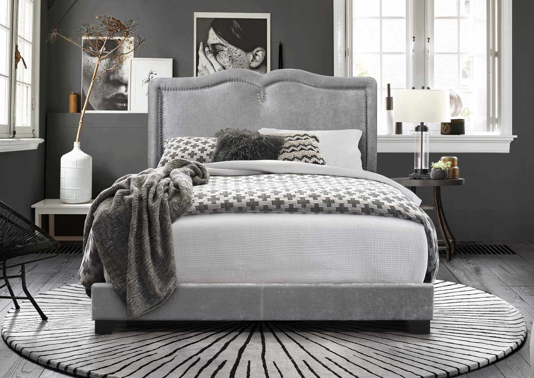 Jaci Gray Cloth King Bed image 1