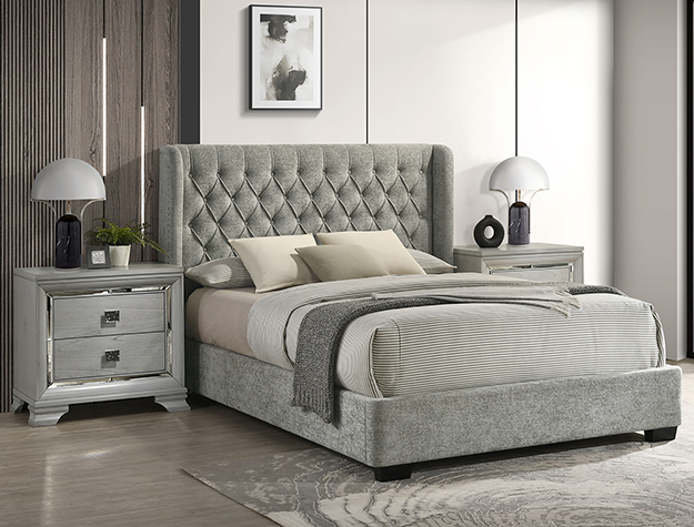 Daphne Lt. Gray Upholstered Queen Bed image 1