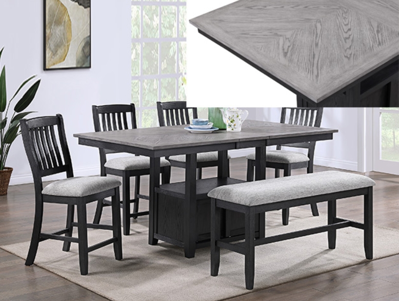 Buford 6-Piece Dining Set (Table, 4 Chairs, and Bench)