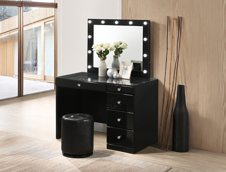 Morgan 4-Piece Vanity - Black (Vanity with Stool) image 1