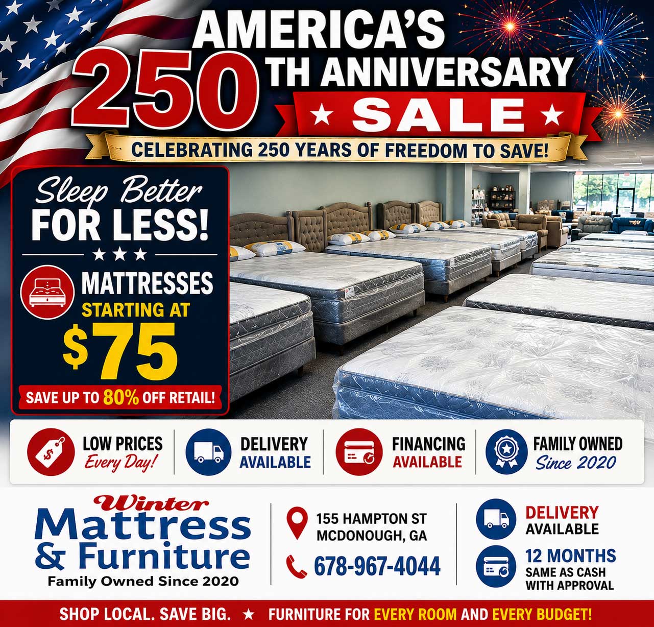 America's 250th Anniversary Sale – Sleep Better for Less