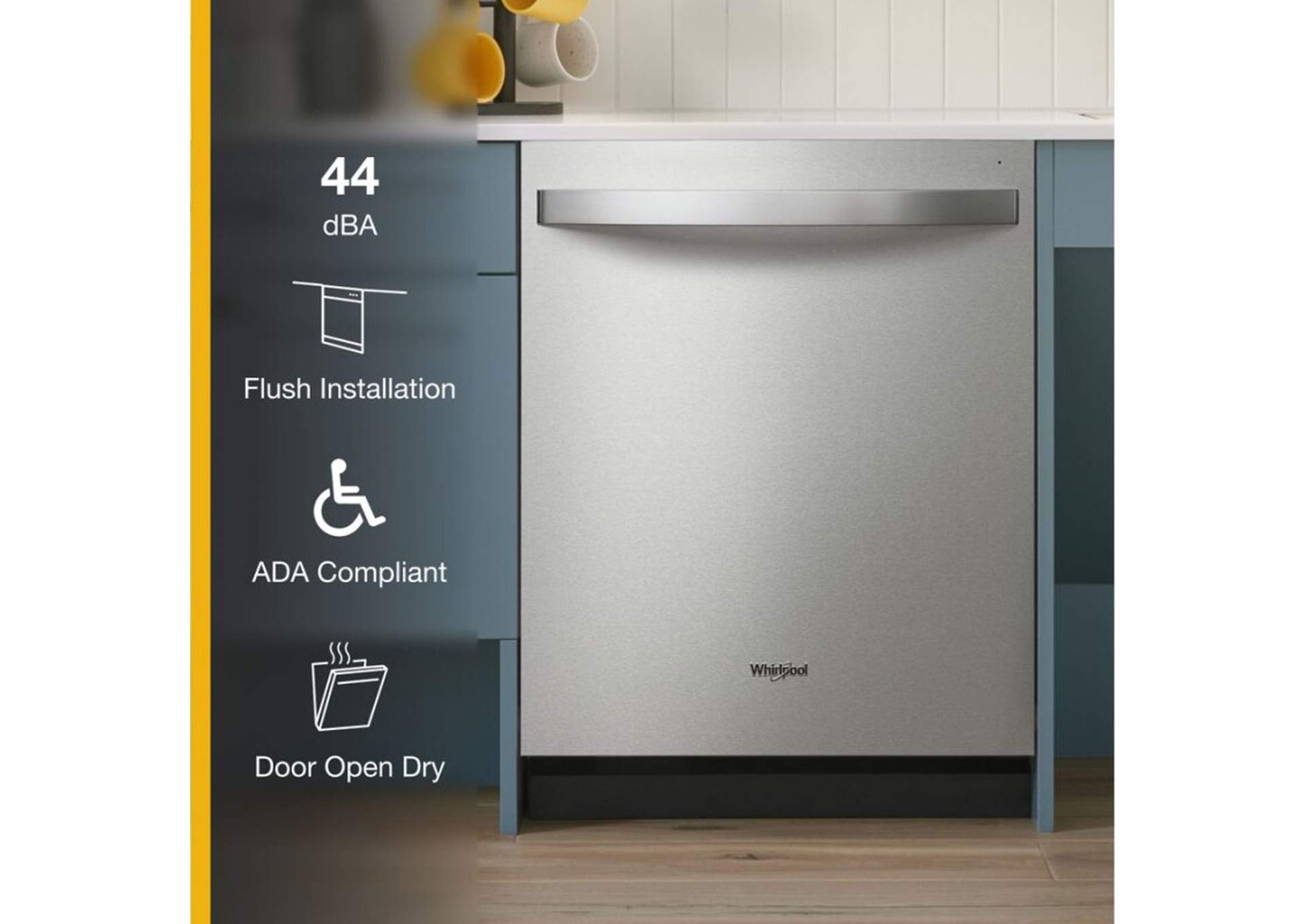 44 dBA ADA Compliant Dishwasher Flush with Cabinets with 3rd Rack