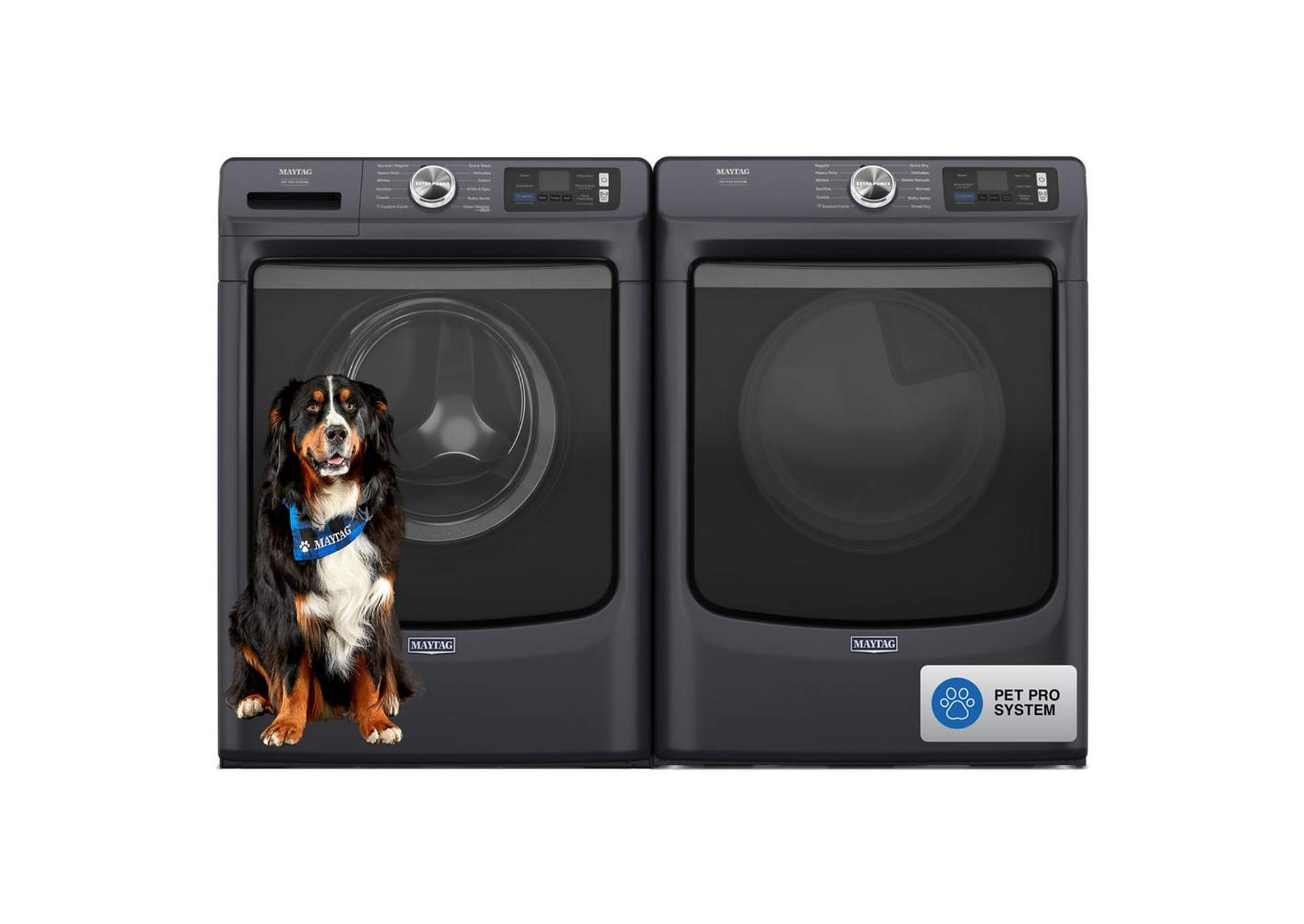 Maytag - Smart Pet Pro Front Load Gas Dryer - 7.4 CU. FT. - Midnight Steel
