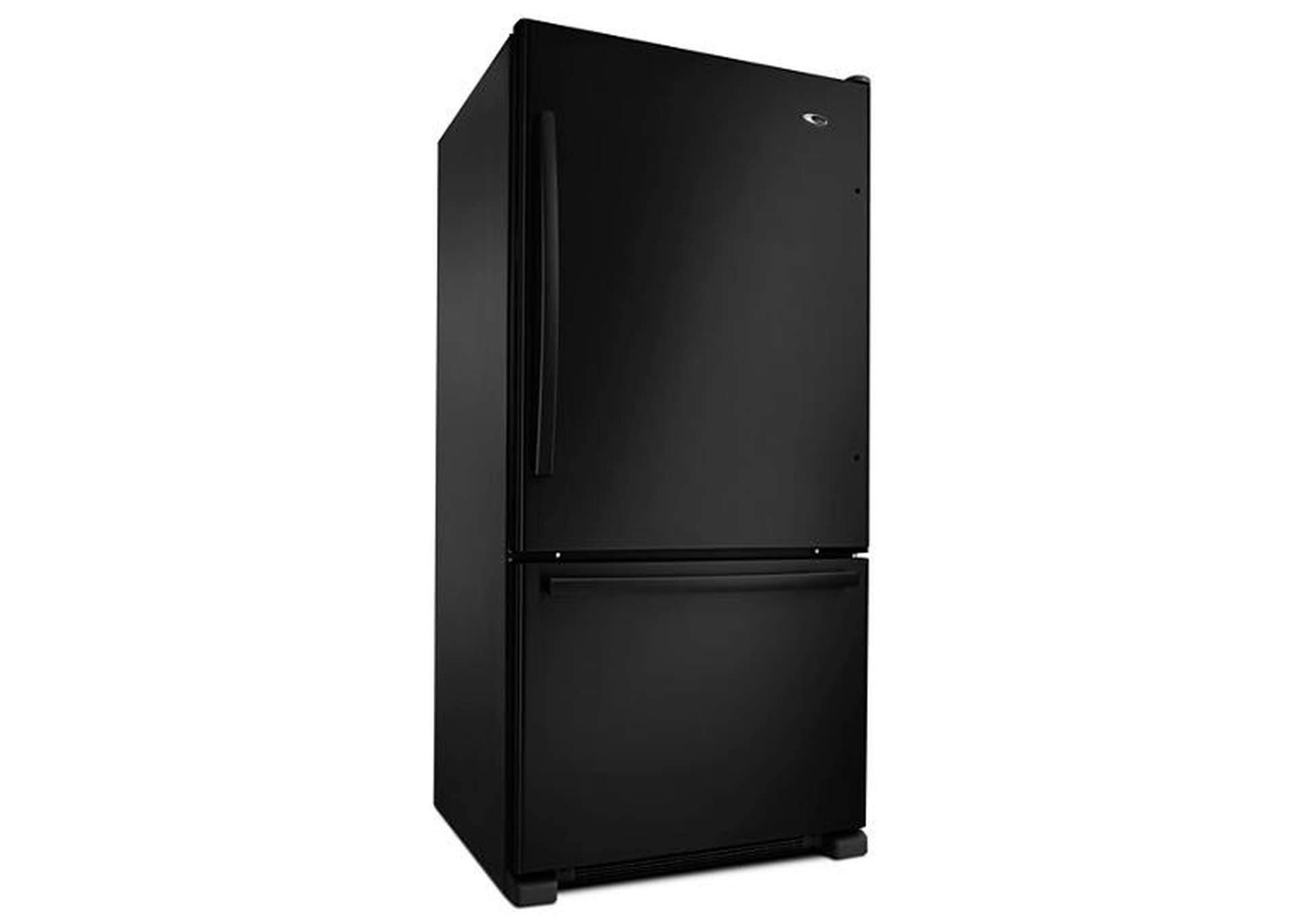 Amana - 33-inch Wide Bottom-Freezer Refrigerator with EasyFreezer™ Pull-Out Drawer - 22 cu. ft. Capacity - Black-on-Black