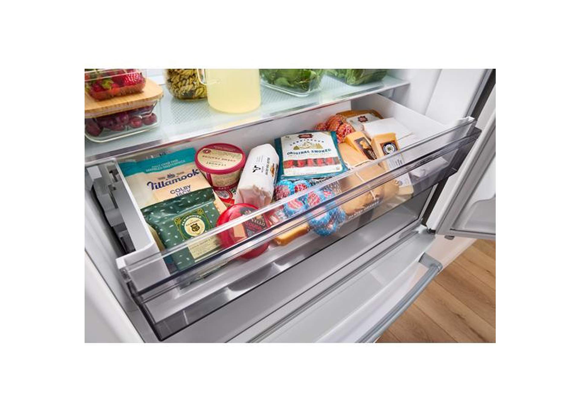 KitchenAid - 20 cu. ft. 36-Inch Width Counter-Depth French Door Refrigerator with Interior Dispense - White
