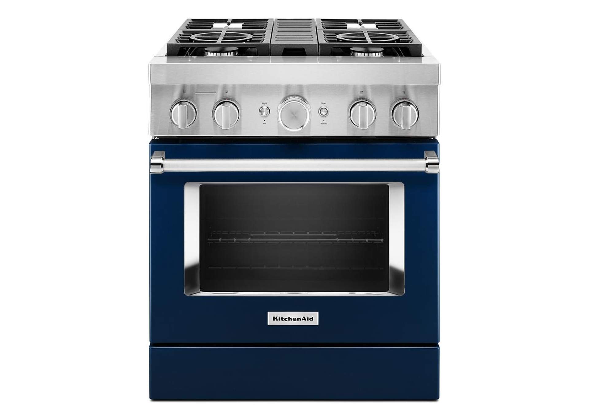 KitchenAid® 30'' Smart Commercial-Style Dual Fuel Range with 4 Burners - Ink Blue