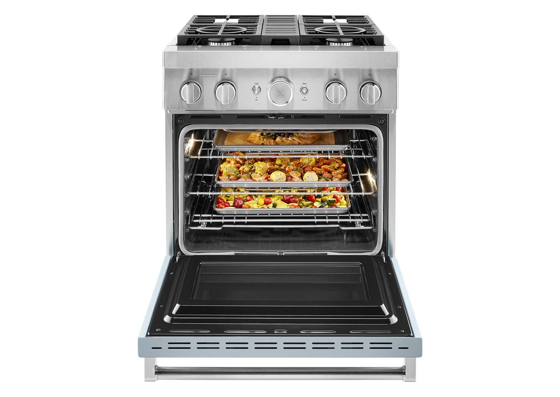 KitchenAid® 30'' Smart Commercial-Style Dual Fuel Range with 4 Burners - Misty Blue