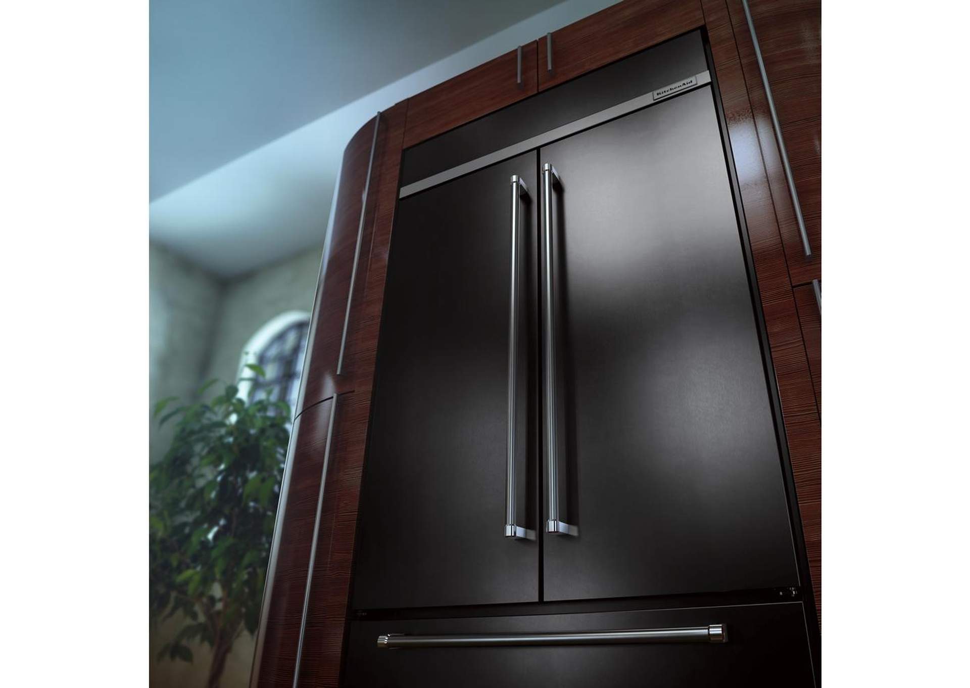 KitchenAid - 24.2 Cu. Ft. 42" Width Built-In Stainless French Door Refrigerator with Platinum Interior Design - Black Stainless Steel with PrintShield™ Finish
