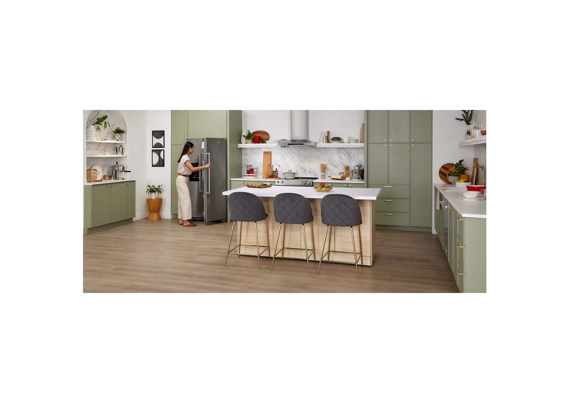 KitchenAid - 19.9 cu ft. Counter-Depth Side-by-Side Refrigerator with Exterior Ice and Water and PrintShield™ finish - Stainless Steel with PrintShield™ Finish