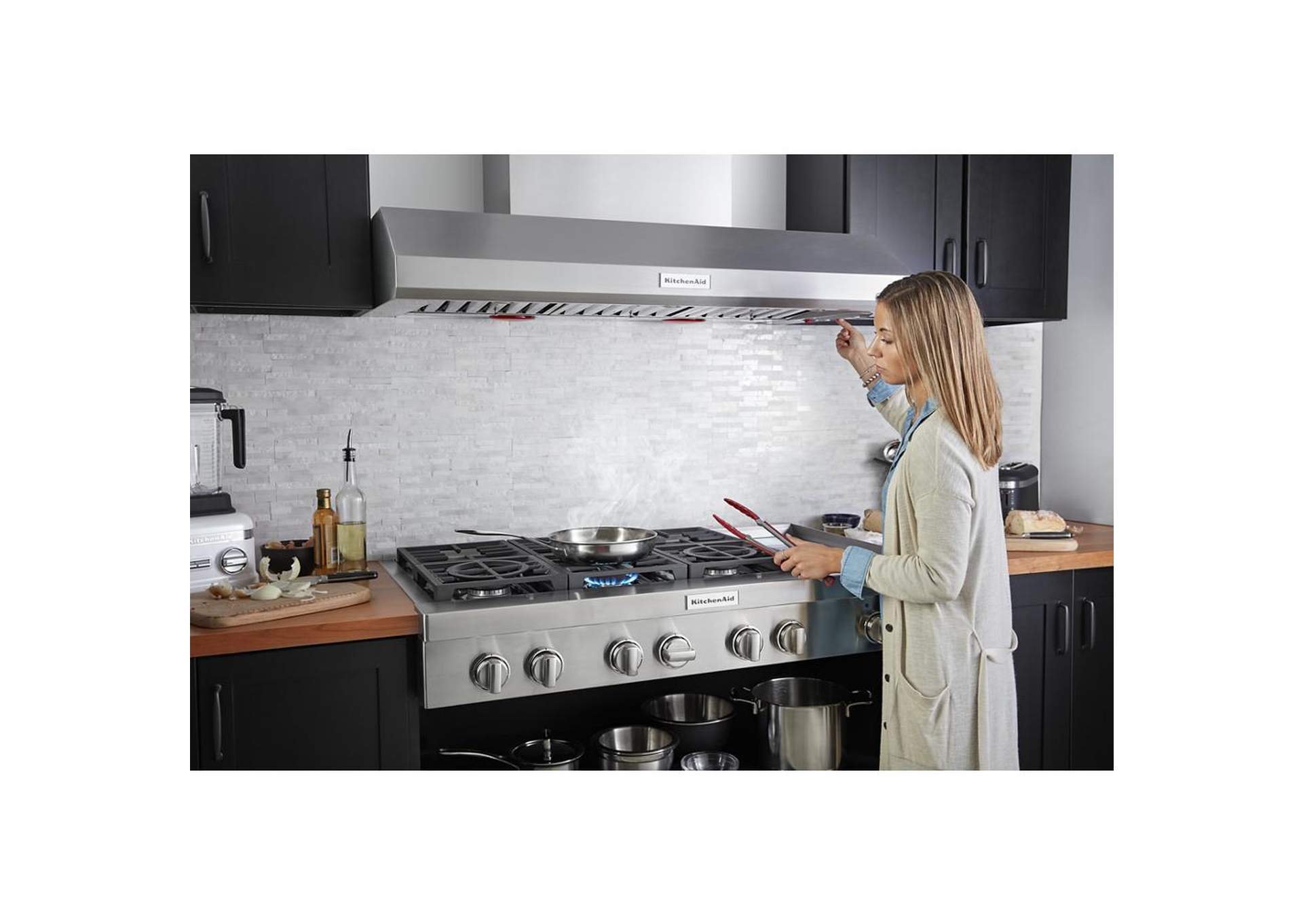 KitchenAid® 48'' 6-Burner Commercial-Style Gas Rangetop with Griddle - Stainless Steel
