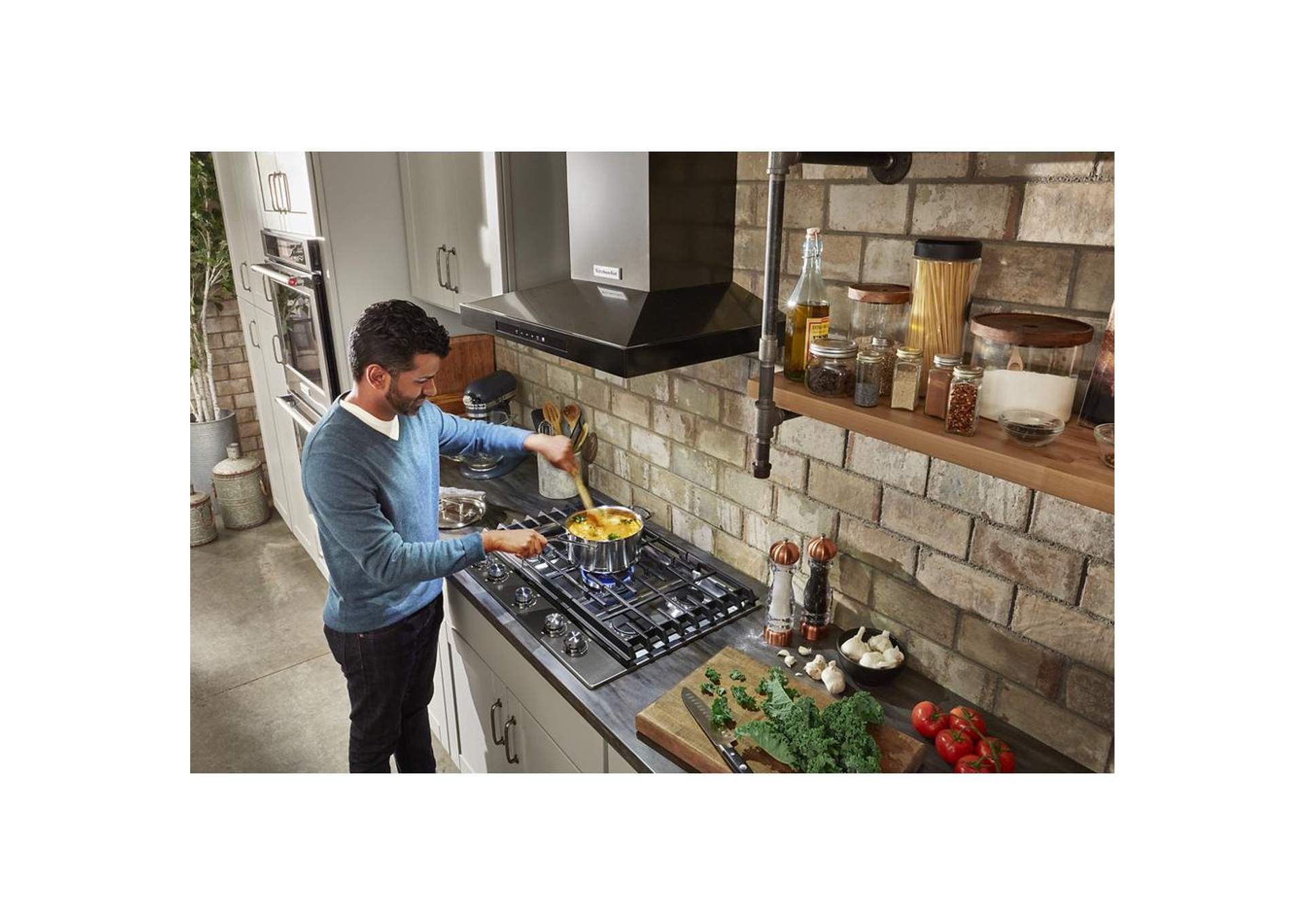 KitchenAid - 36" Wall-Mount, 3-Speed Canopy Hood - Black Stainless Steel with PrintShield™ Finish