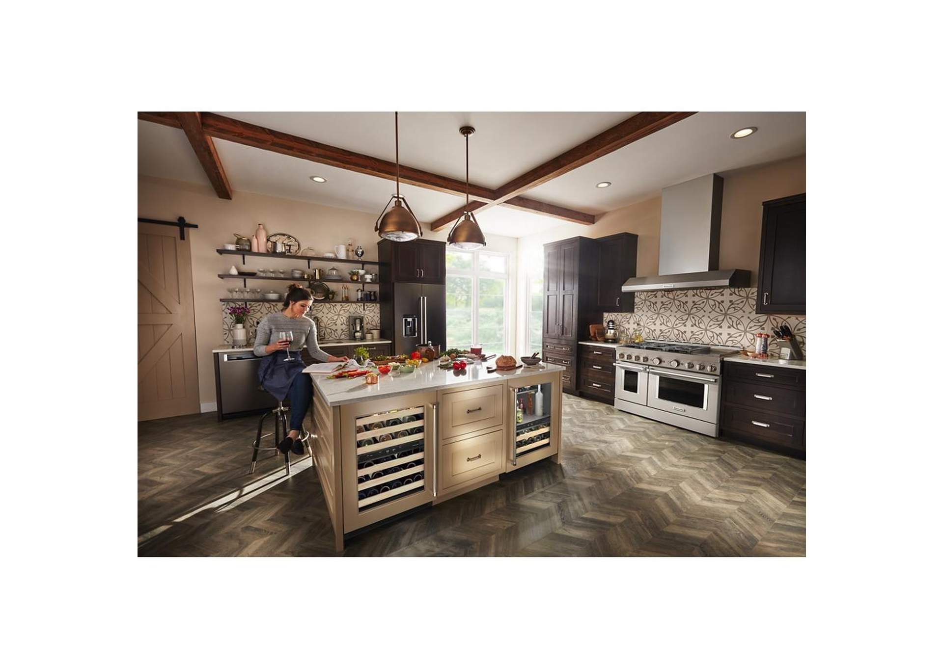 KitchenAid - 24" Panel-Ready Undercounter Wine Cellar with Wood-Front Racks - Panel Ready