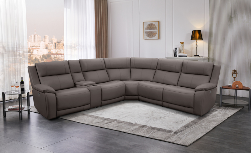 Power Leather Reclining Sectional image 1