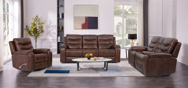 U70731 Leather Reclining Sofa & Loveseat + Bonus Buy Recliner image 1