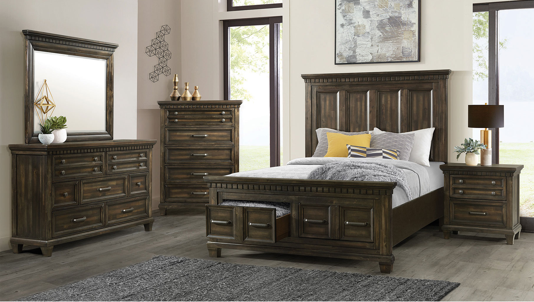 B-10530 Queen bed, dresser & mirror image 1
