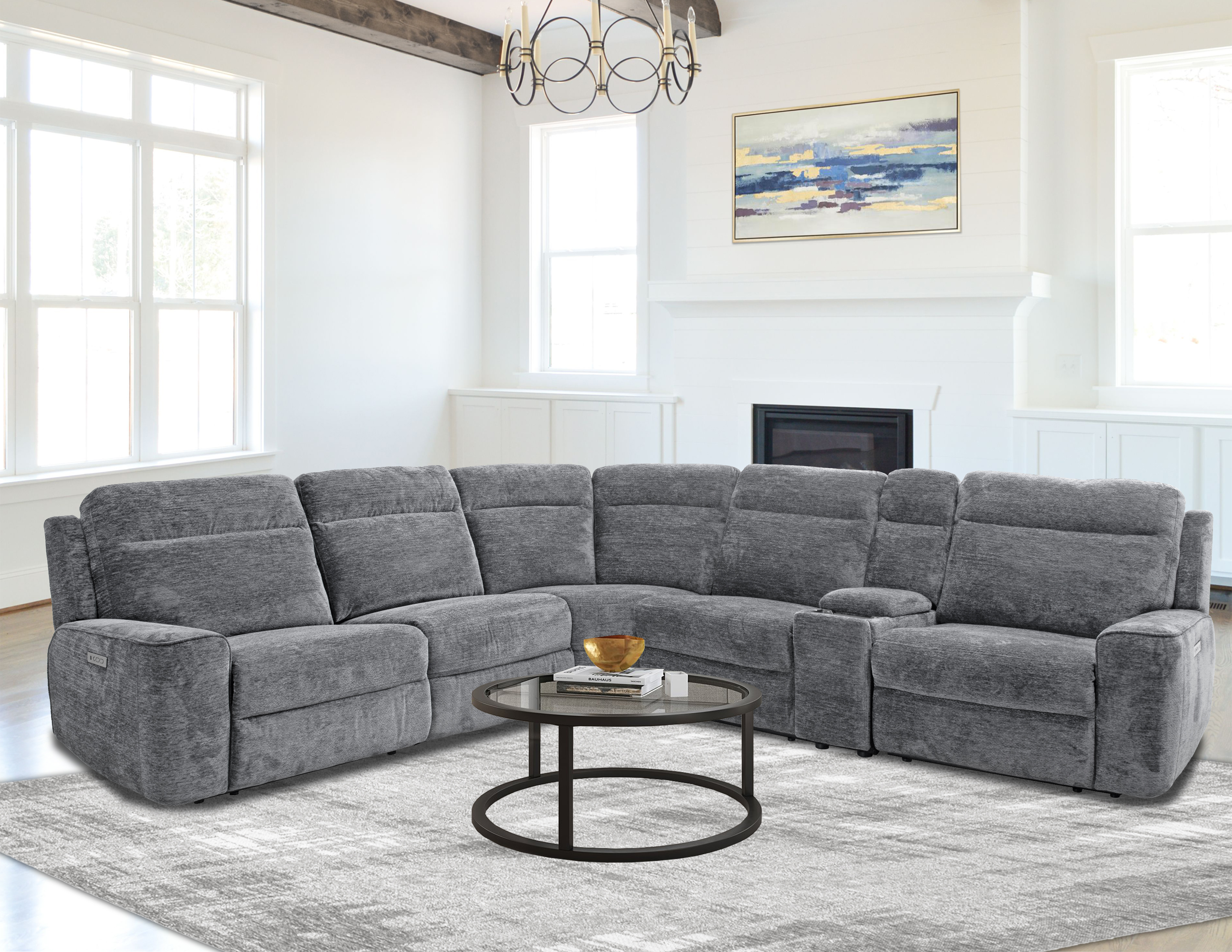 Power Reclining Sectional - Grey image 1